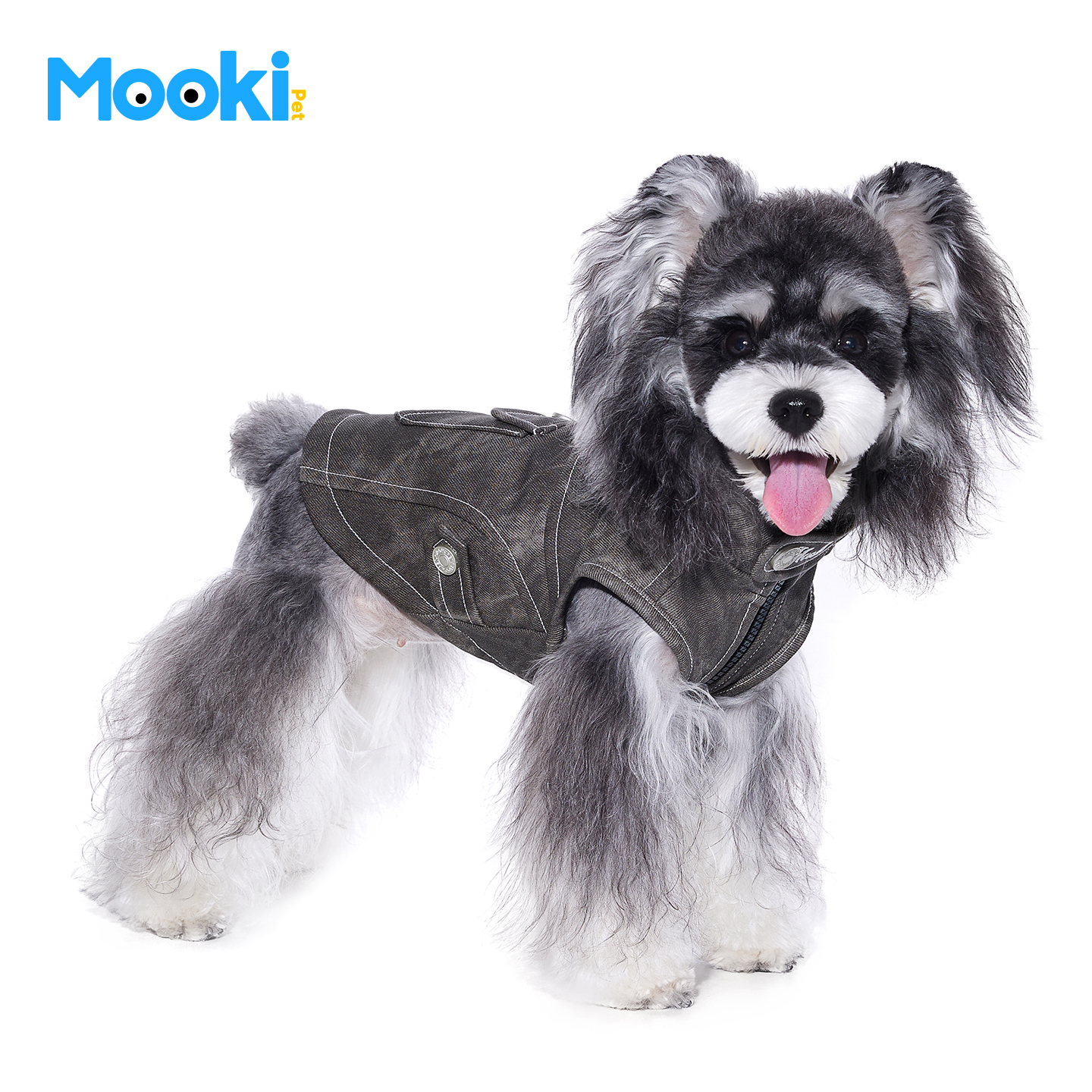 mookipet狗狗PU皮马甲雪纳瑞小中大型犬宠物服饰带牵引扣衣服洋气