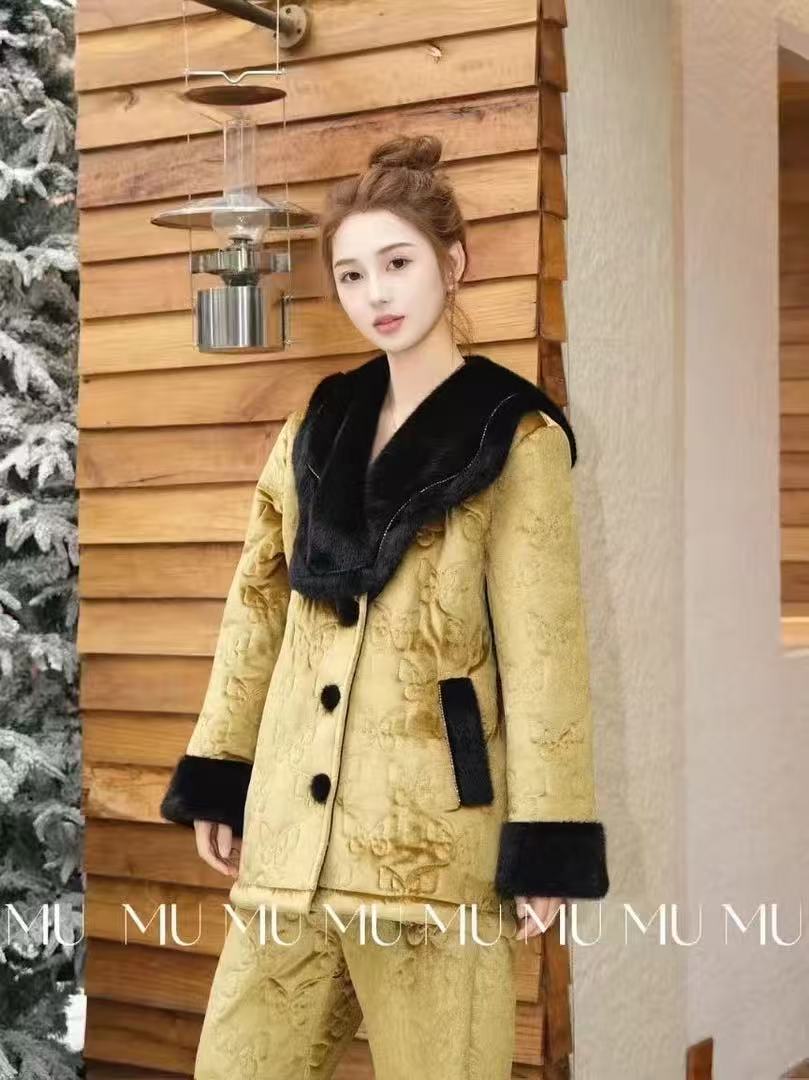 原艾慕优，暮色流金，原创家居服套装，加绒加厚