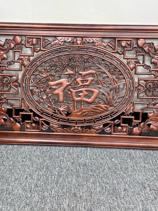 东阳木雕宽100cm*高60cm四季福（横福）香樟木实木雕刻挂件