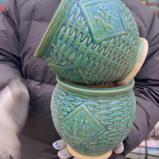 紫砂花盆微瑕高17口16————-