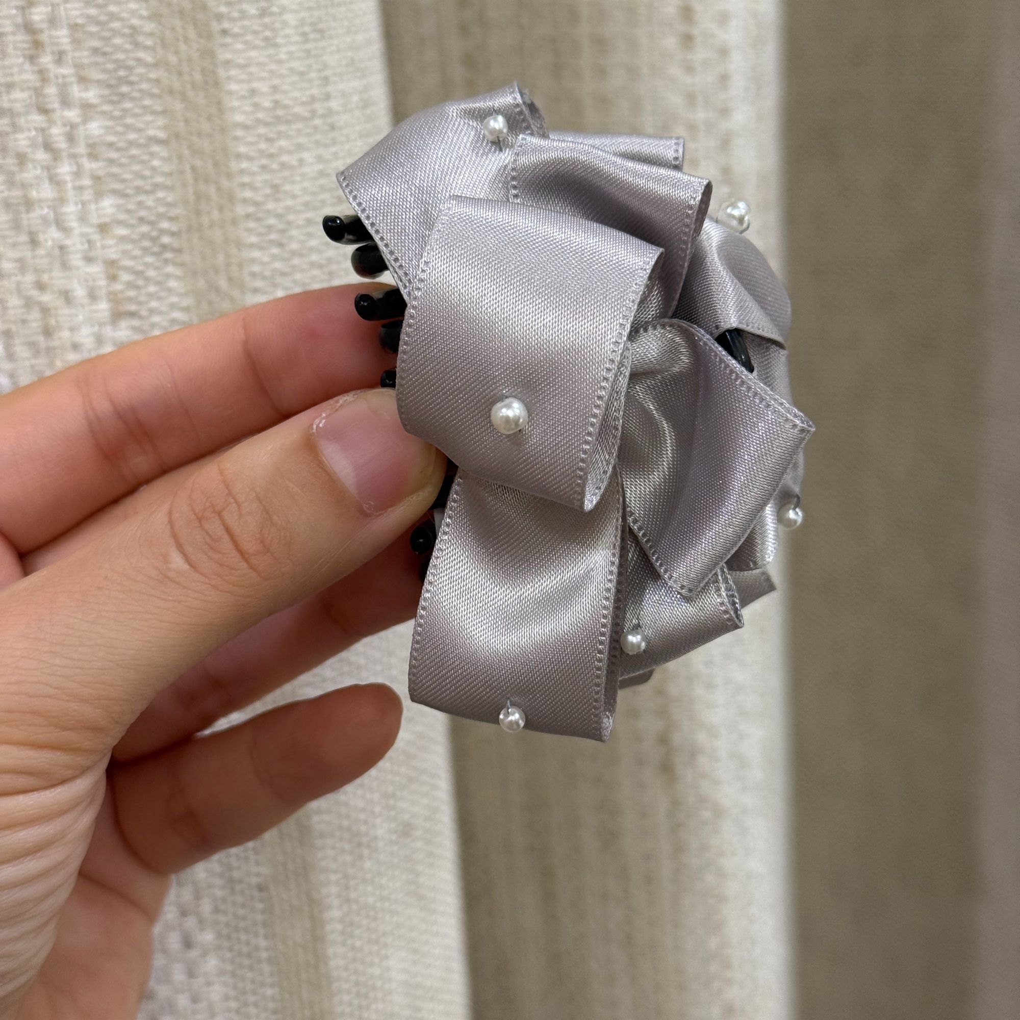 【妞妞同款】日系浅灰色缎面发爪