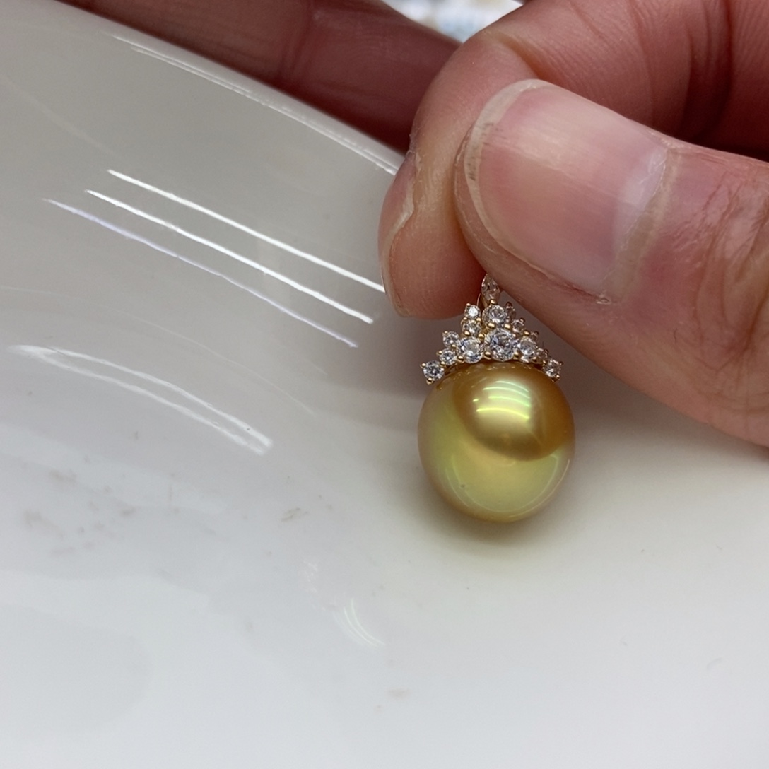 海水珍珠吊坠(不含链)18K金镶嵌