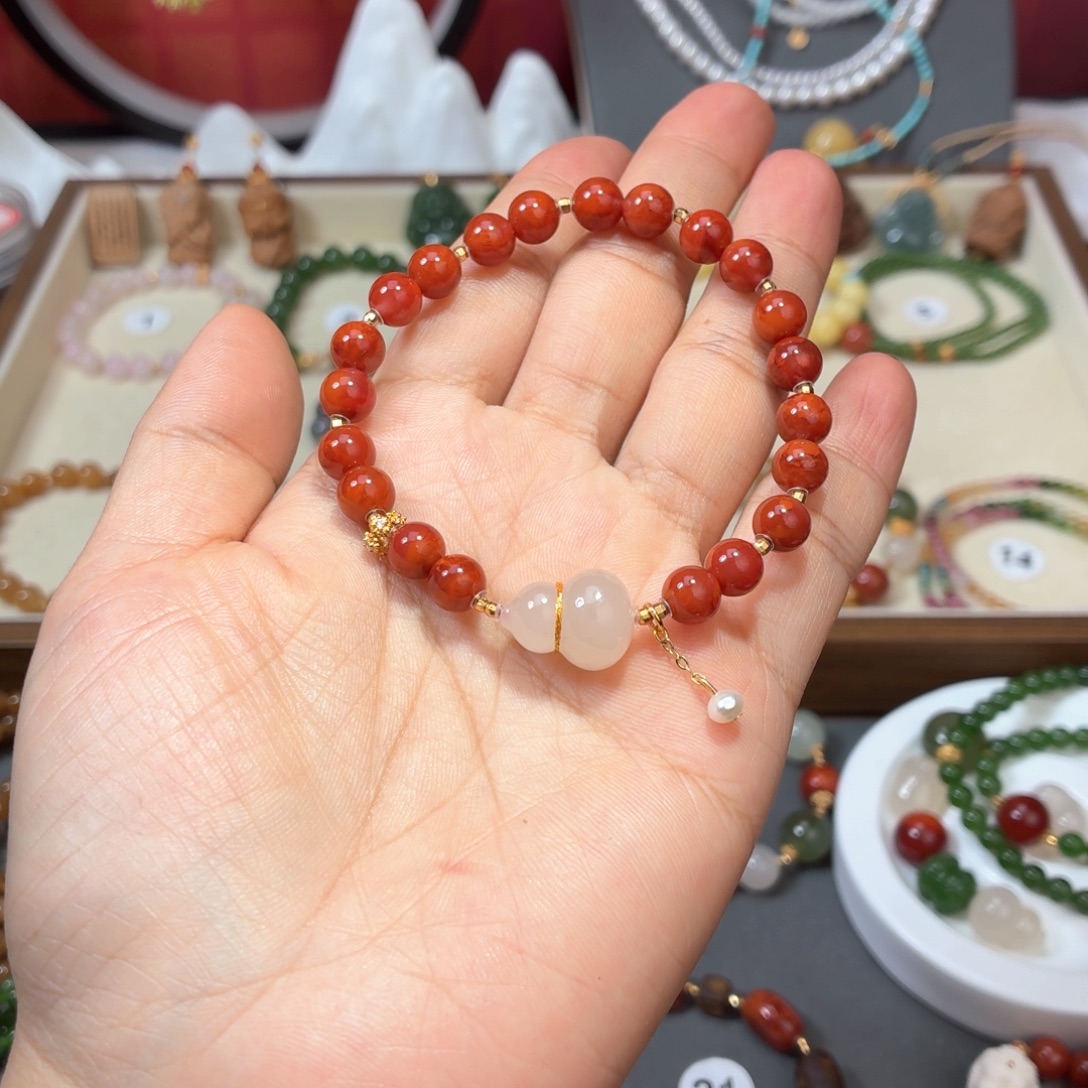 我***学南红玛瑙未镶嵌手串芦葫