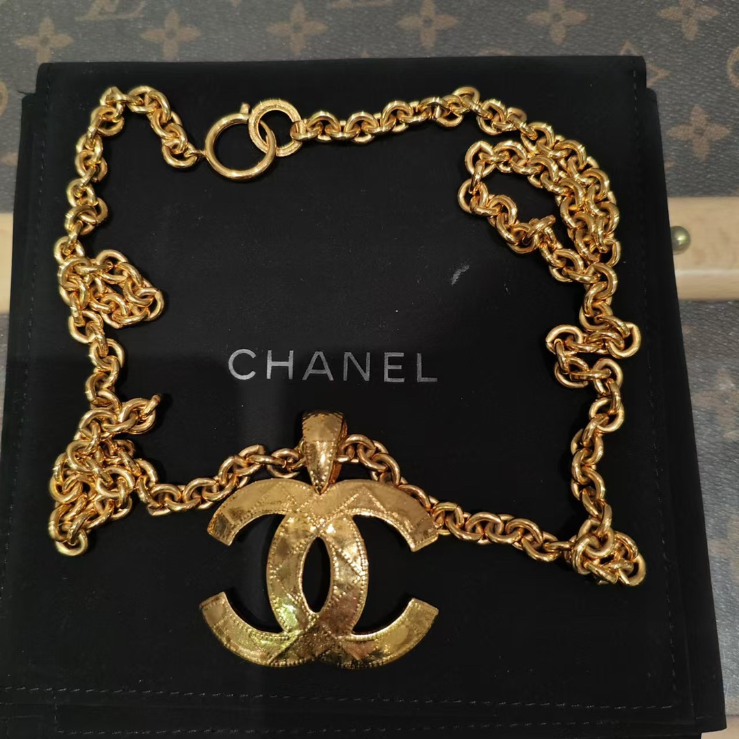 95新 Chanel/香奈儿 中古双C大logo菠萝毛衣项链 17691