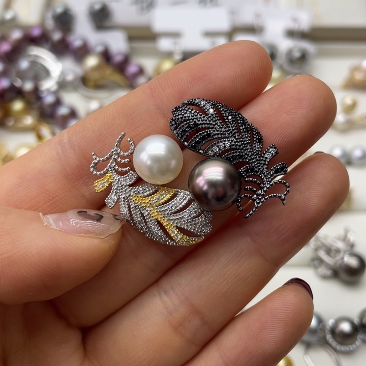 海水珍珠耳饰银S925镶嵌