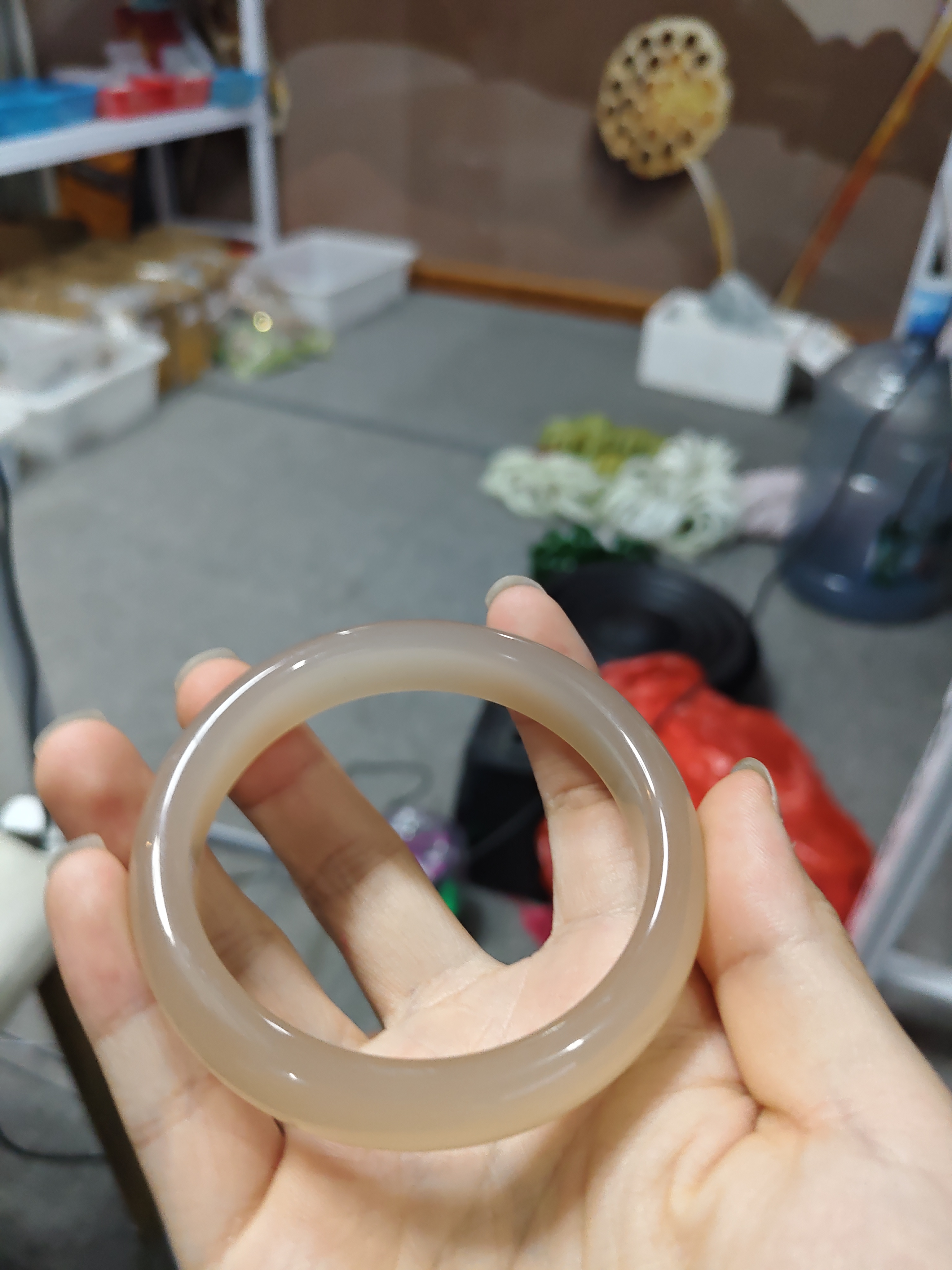 和田玉冰藕粉正圈手镯