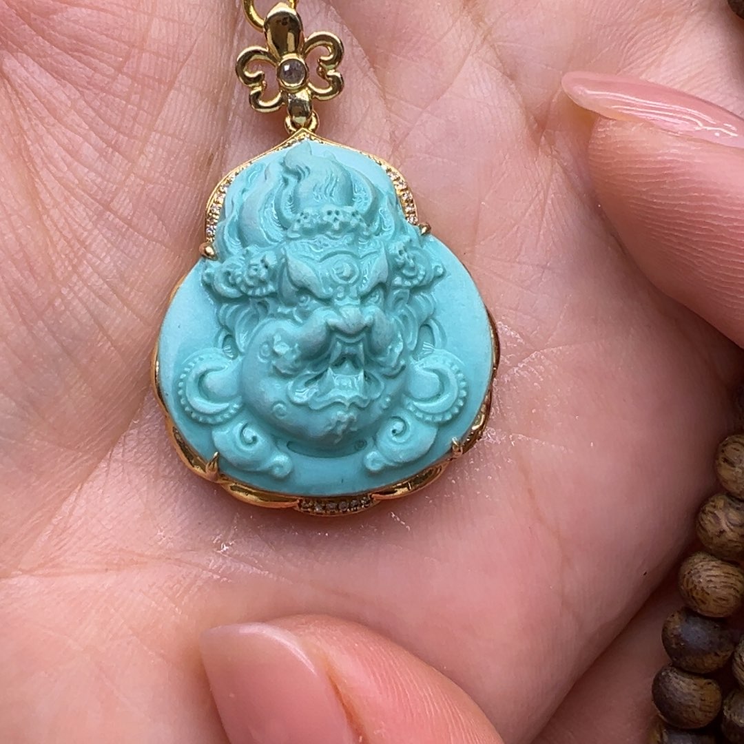 绿松石18K金镶嵌配件不含链