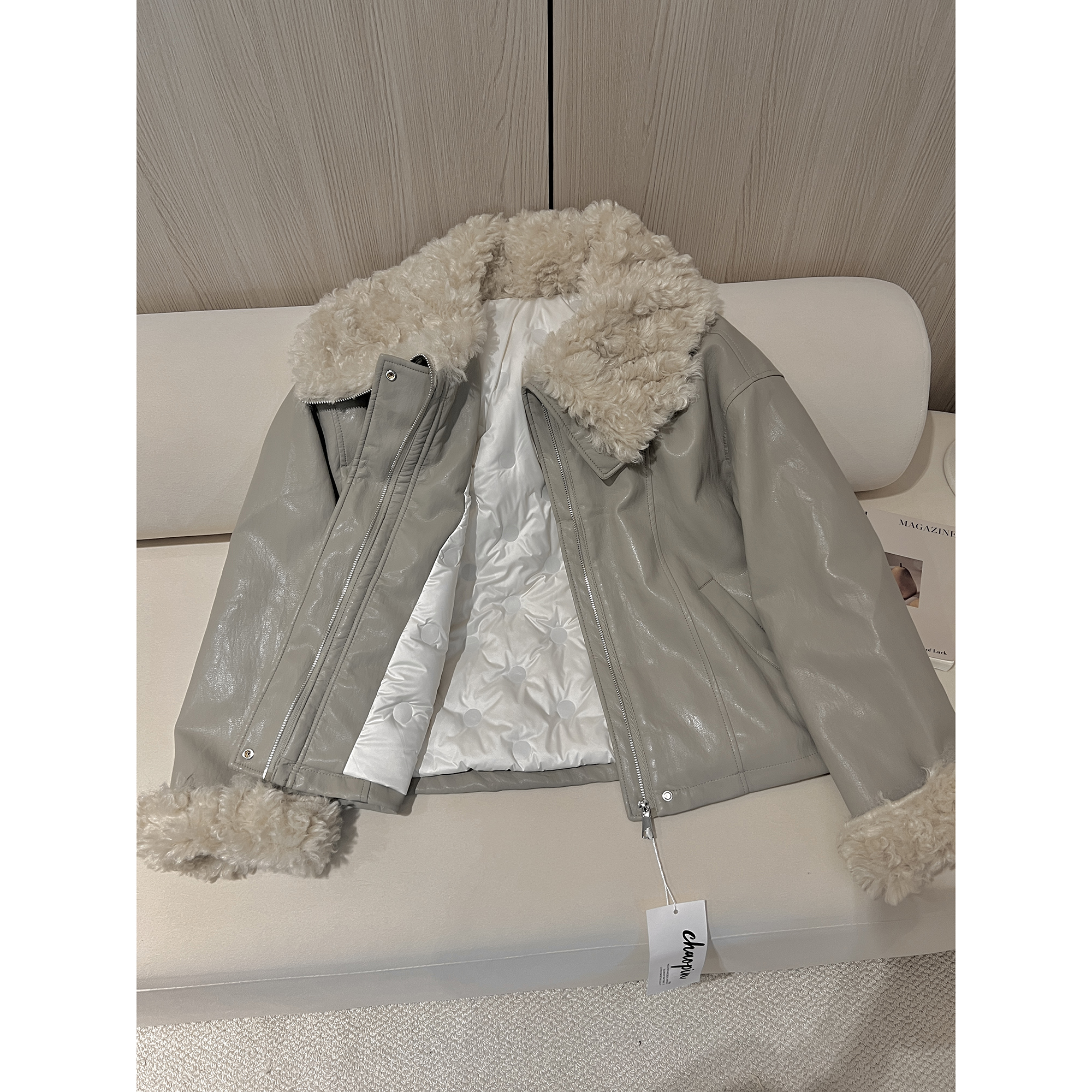 羽绒服内胆大毛领皮衣外套3527-7