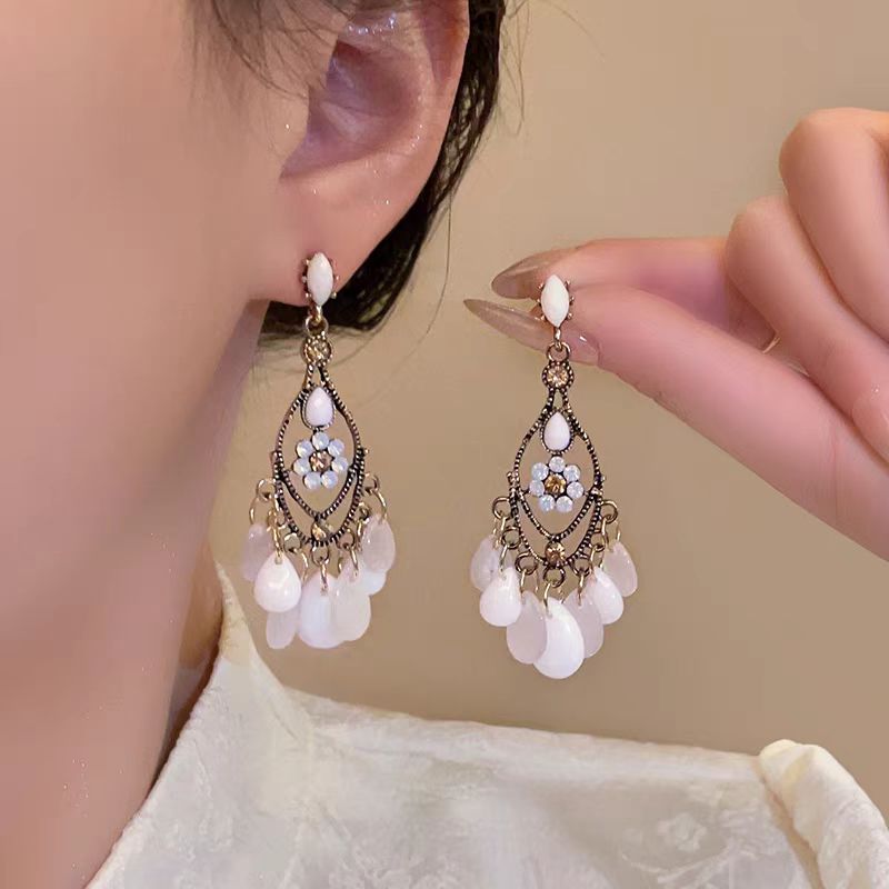 巴洛克耳环气质2025韩国长款流苏耳坠个性吊坠复古波西米亚耳饰