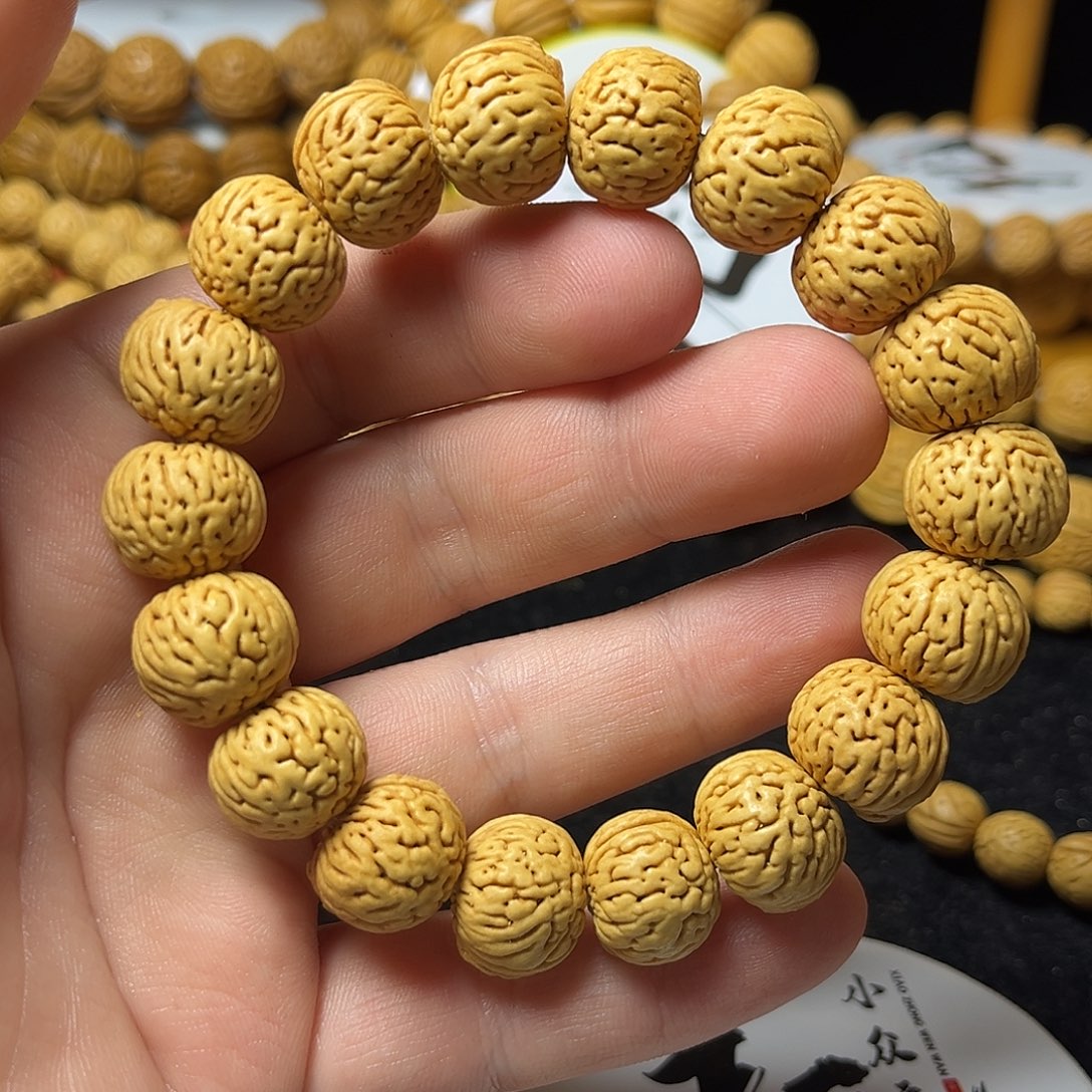 桃核手串14尺寸金豆