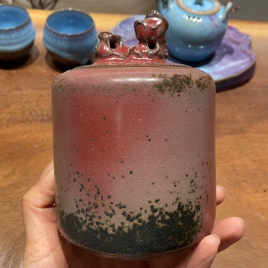 陶钧窑炉钧湖石茶叶罐