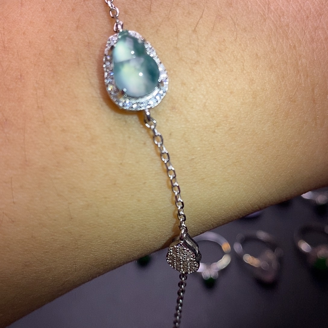 翡翠银S925镶嵌手链葫芦手链