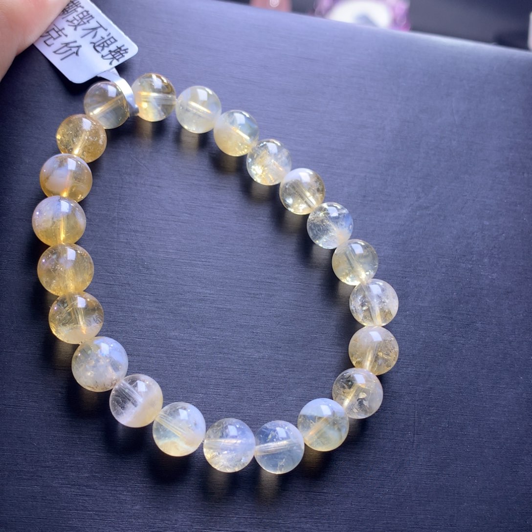 水晶手链未镶嵌黄水晶蓝针7m