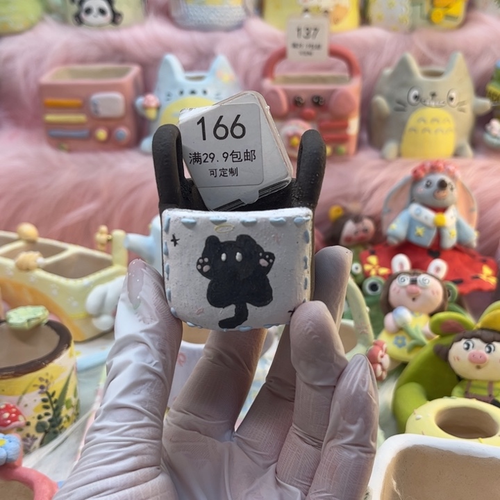 166猫咪篮子手工盆