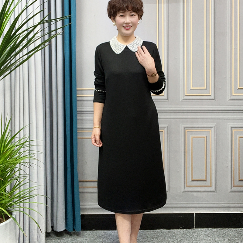 2025秋装新款长袖妈妈连衣裙宽松洋气中年女装遮肉显瘦过膝长裙