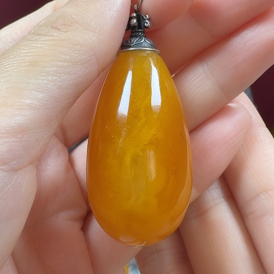 蜜蜡银S925镶嵌吊坠(不含链)吊坠