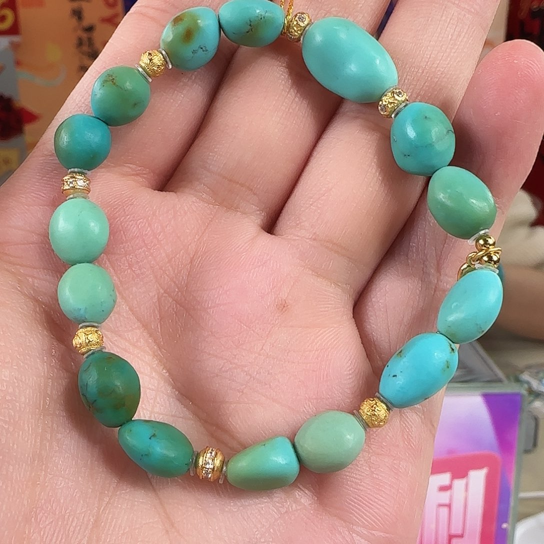 绿松石银S925镀金镶嵌珠宝奇石