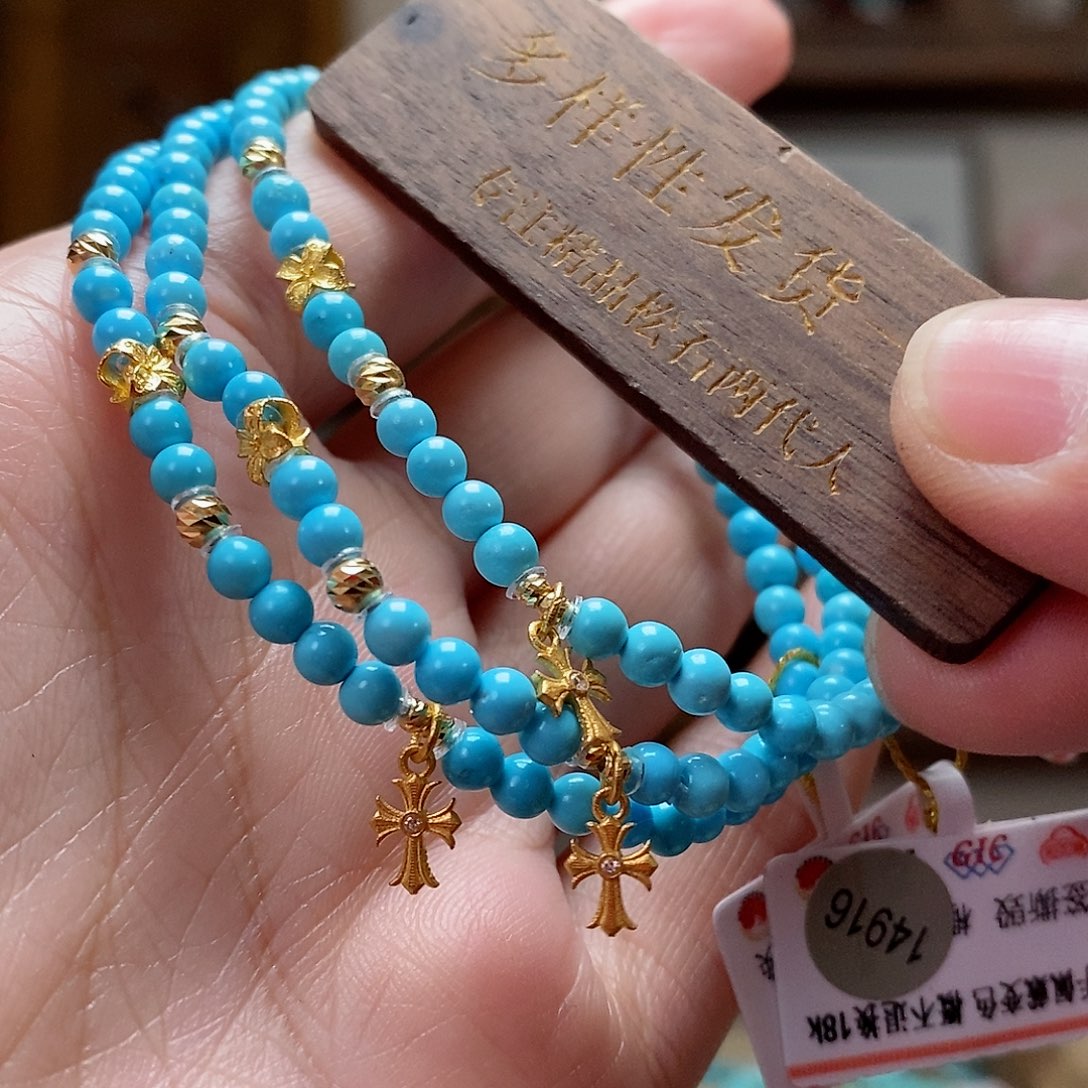 绿松石珠宝奇石18K金镶嵌