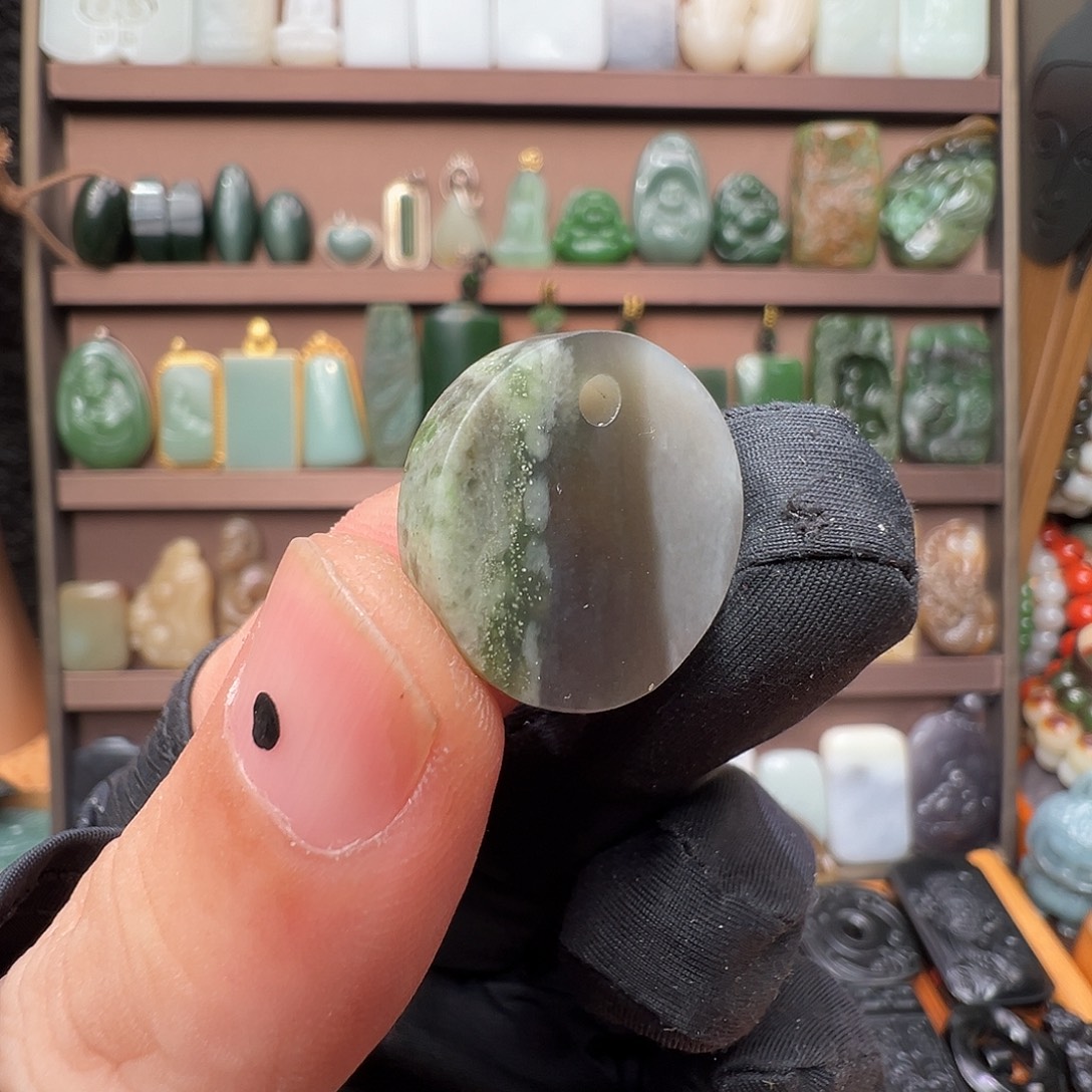 和田玉未镶嵌颈饰青海老坑俏三色小圆无事牌吊坠 福利11