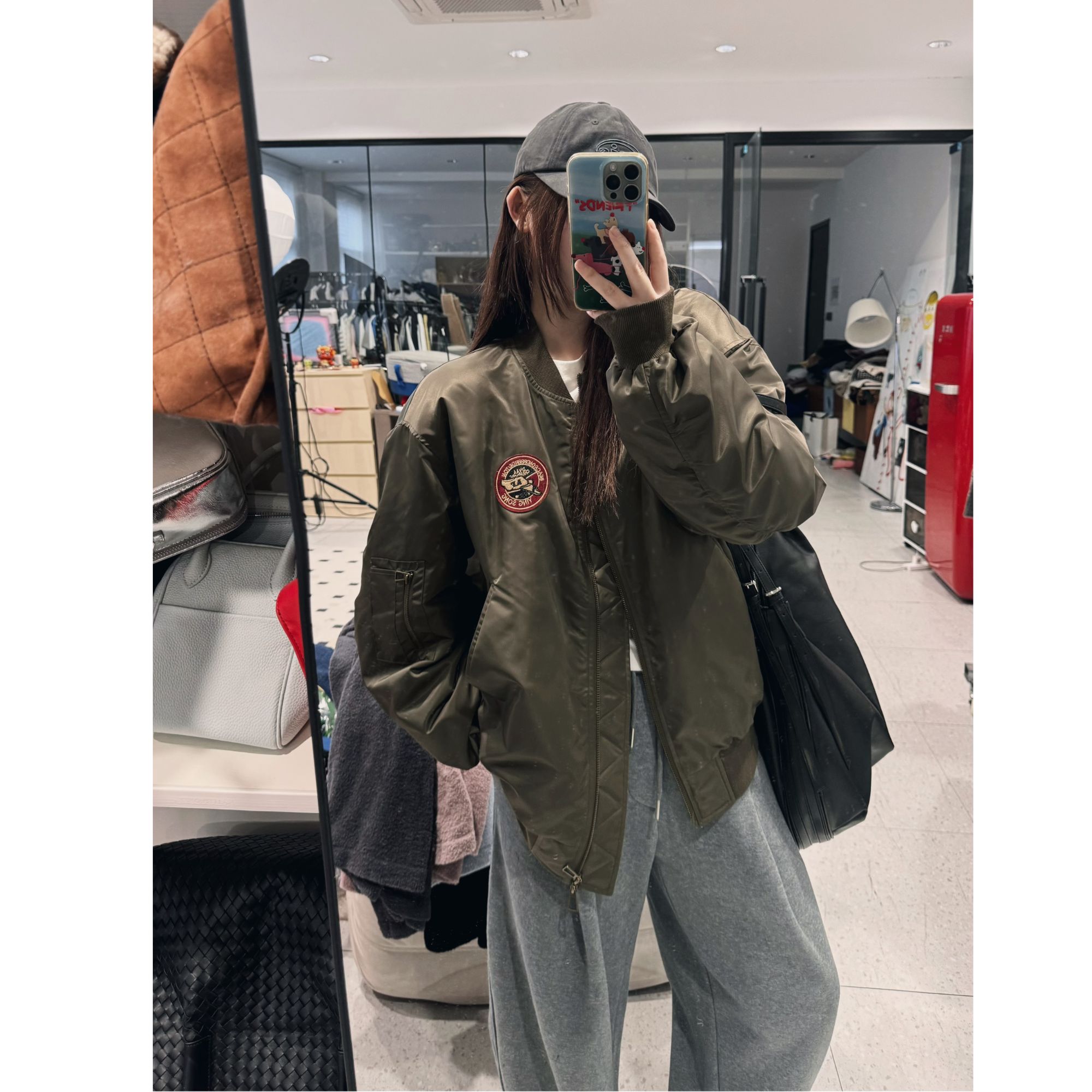 晶咕【飞行报告！】美式复古贴标刺绣球服羽绒外套秋冬时尚