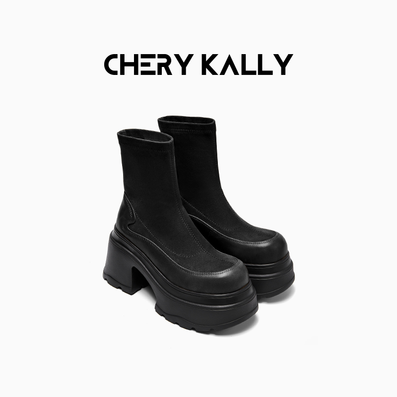 CHERY KALLY时装厚底真皮马丁靴新款秋冬英伦增高短靴964XZ5609