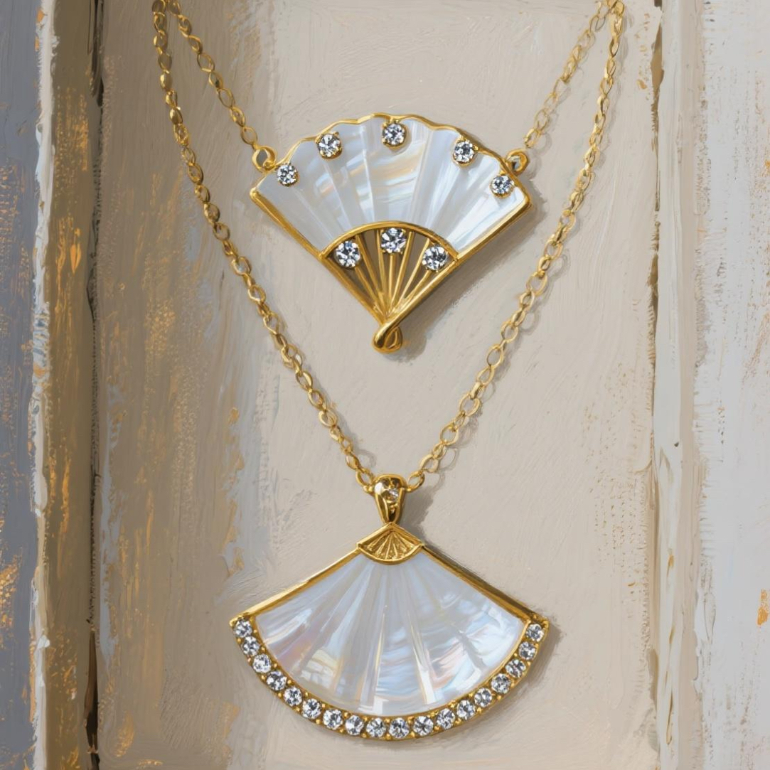 合金贝壳项链 吊坠百搭小众轻奢饰品扇子裙子锁骨链链子精致首饰