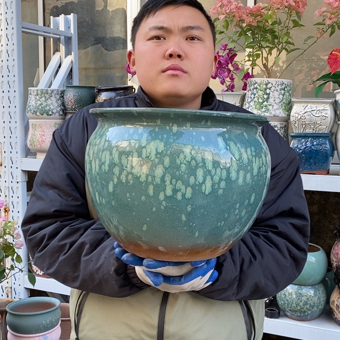 紫砂花盆口30高25
