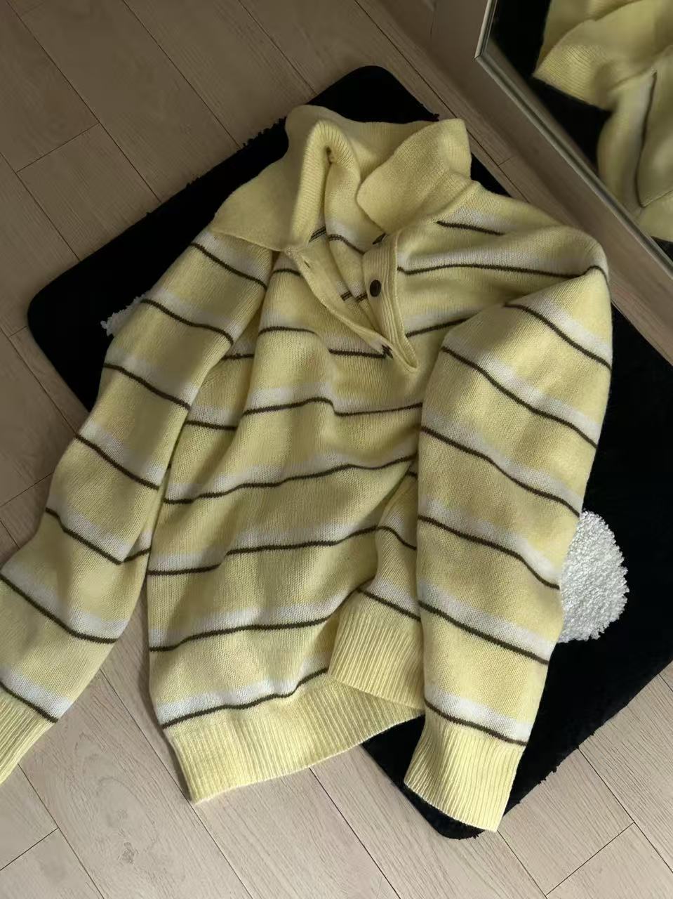 韩国东大门正品女装时尚条纹POLO针织衫110117（NO退NO换）