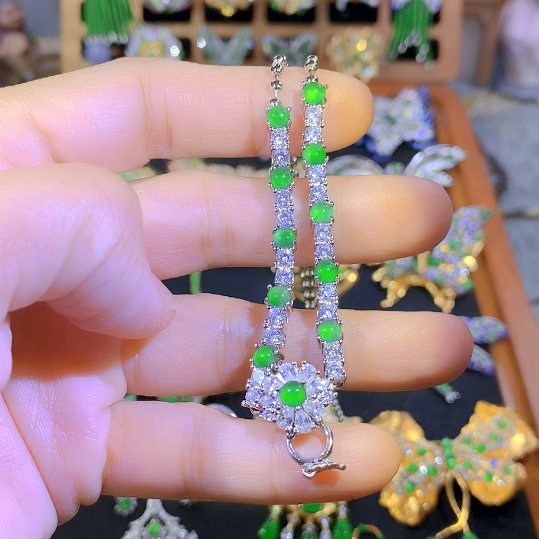 吊坠(不含链)银S925镶嵌翡翠