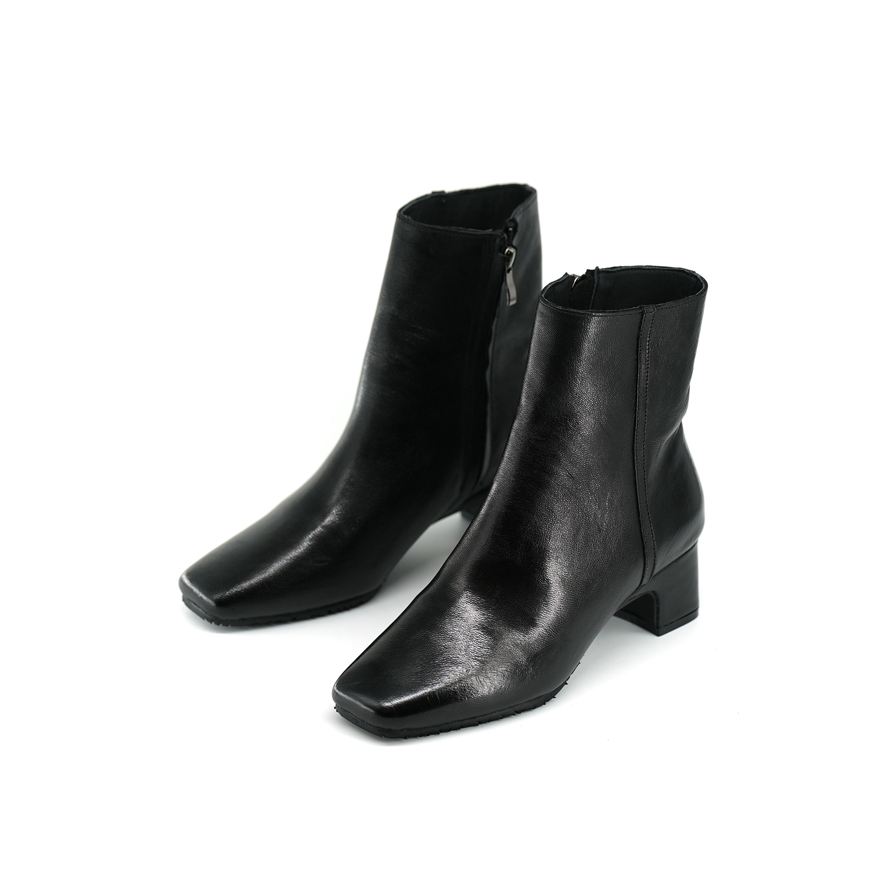 【小刚懂鞋】冬日上新法式方头小短靴真皮秋冬中跟复古风女靴 7790