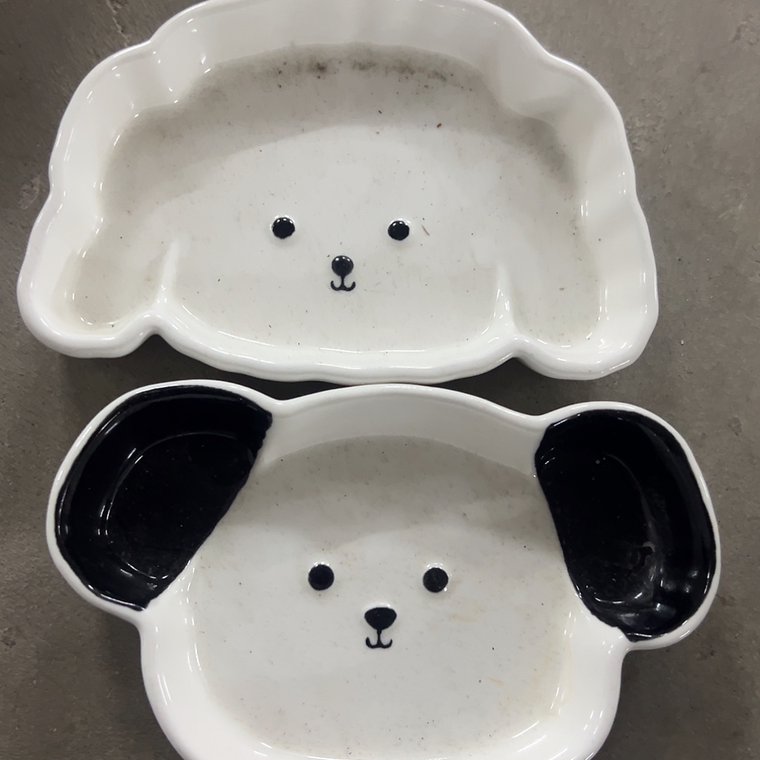 搪瓷微瑕白狗加黑白狗