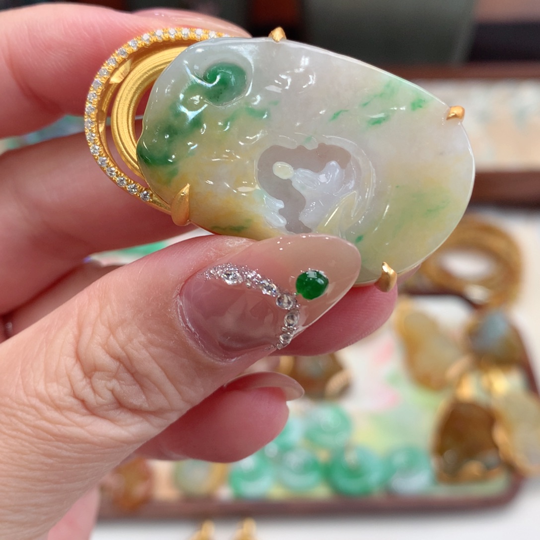 翡翠银S925镶嵌颈饰吊坠