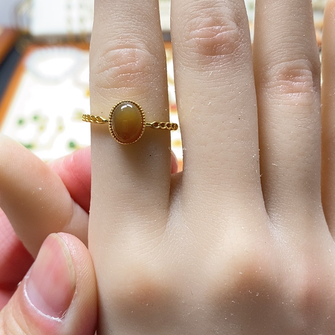 和田玉戒指银S925镶嵌屈*纸