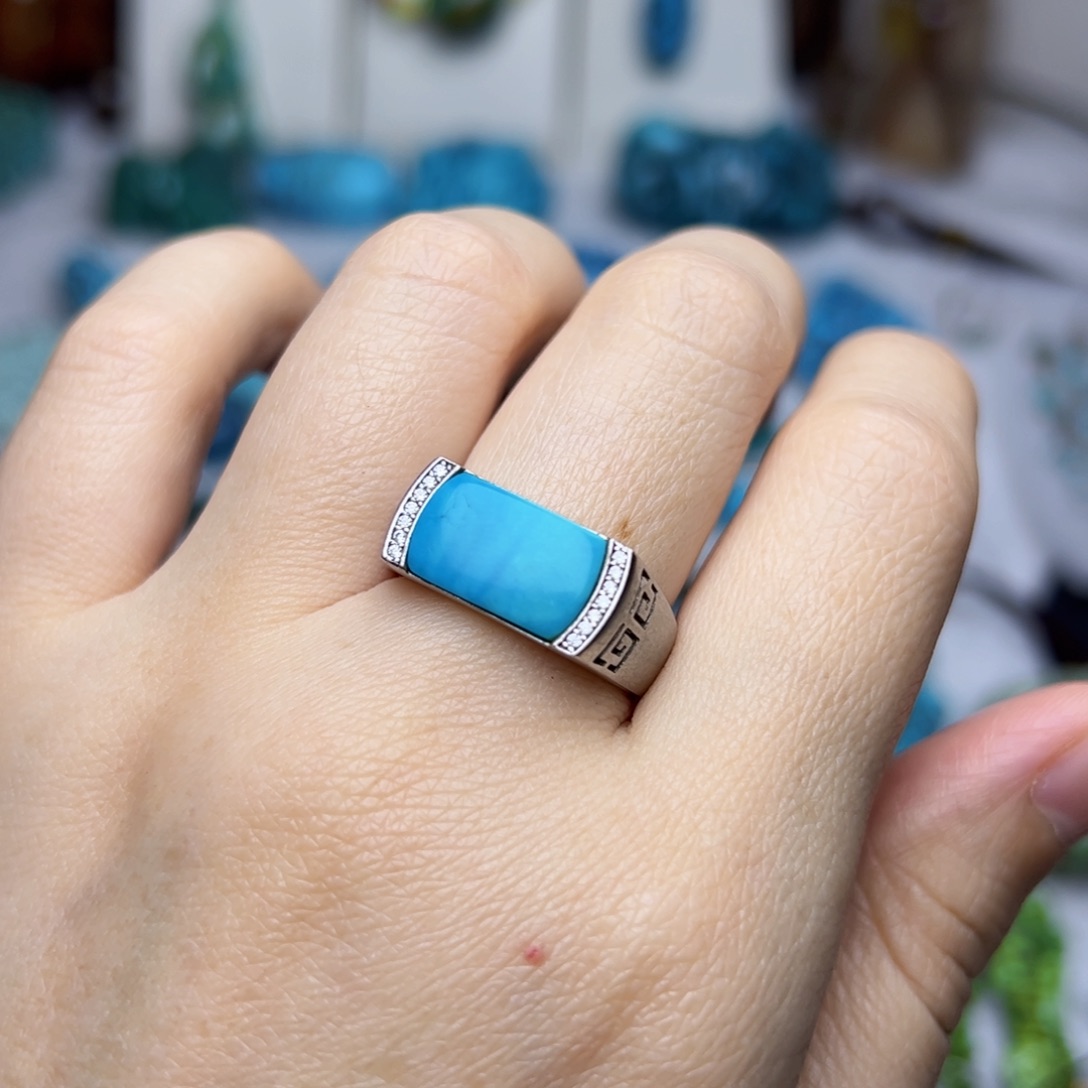 绿松石珠宝奇石银S925镶嵌