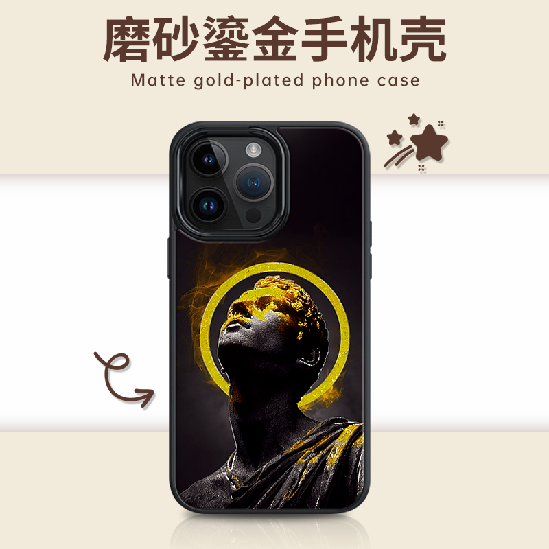 适用苹果iphone17promax 鎏金焕金PC手机壳16/15/14人像