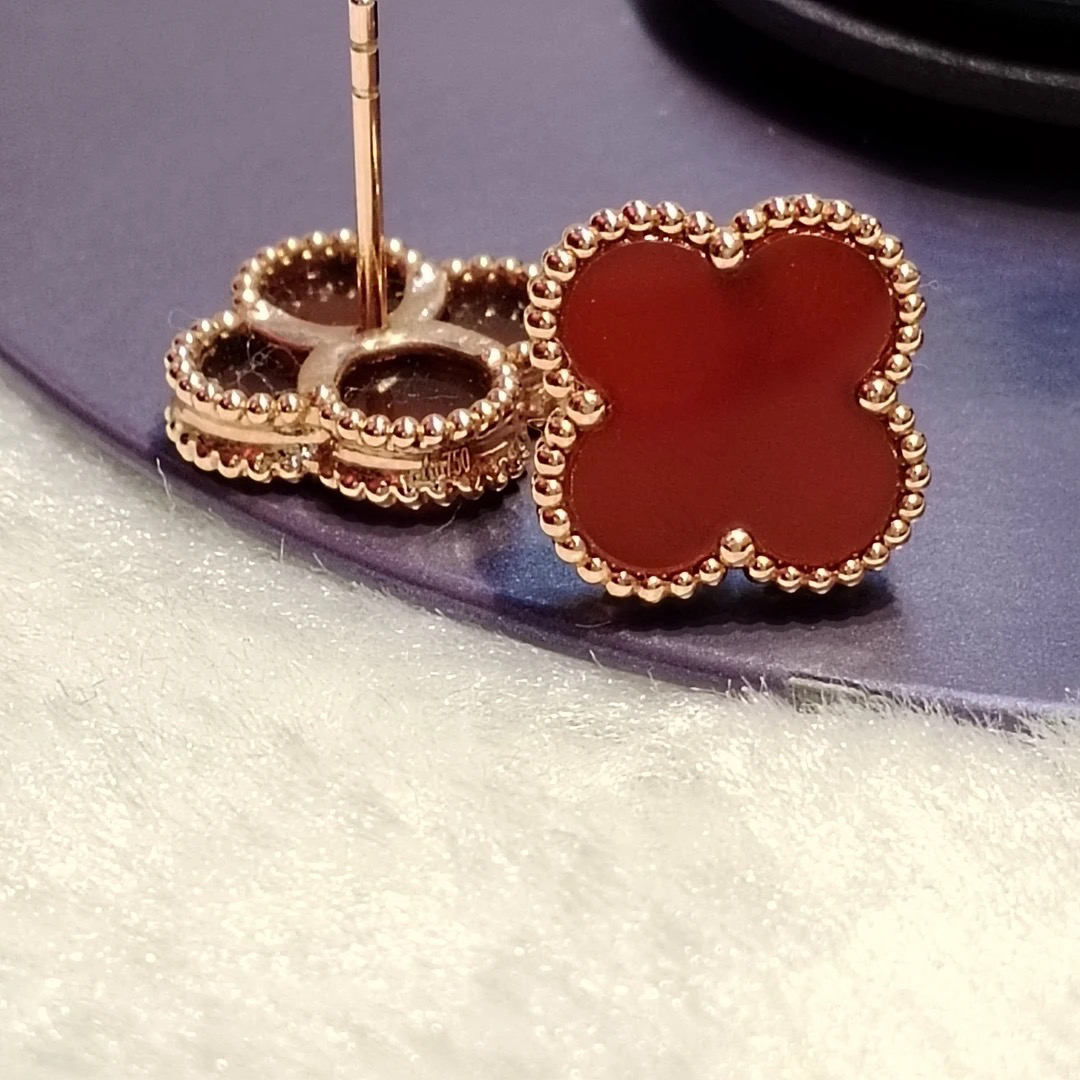 通体18K金花四花耳钉12MM 15MM玫瑰金(多样性发一件）金耳钉百搭