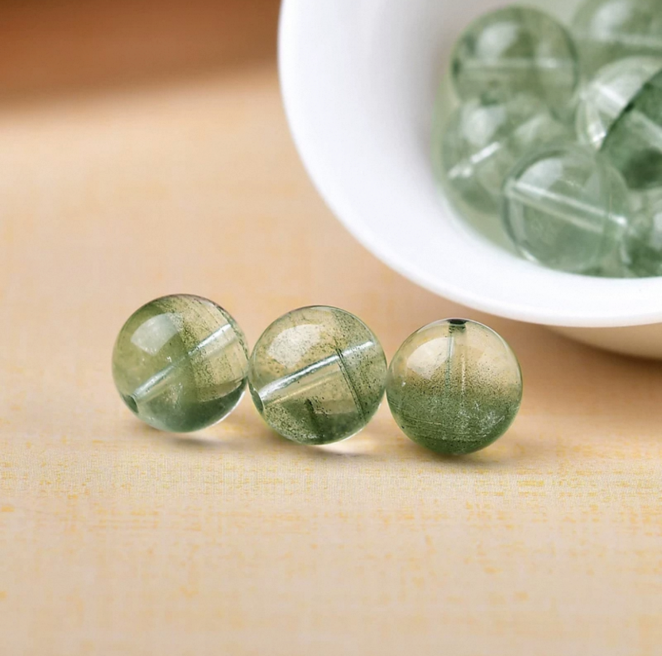 天然精品聚宝盆千层绿幽灵DIY散珠单颗手工串珠多样性发一