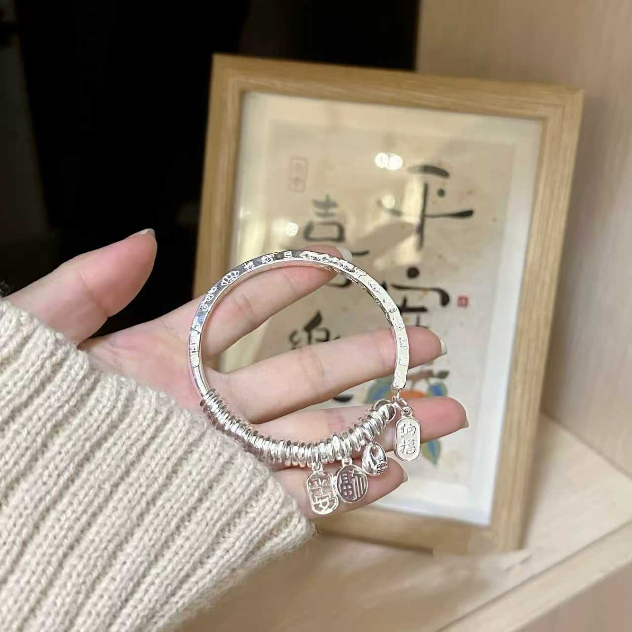 足银手镯 29吉言盘缠足银999.9经典可调节33g