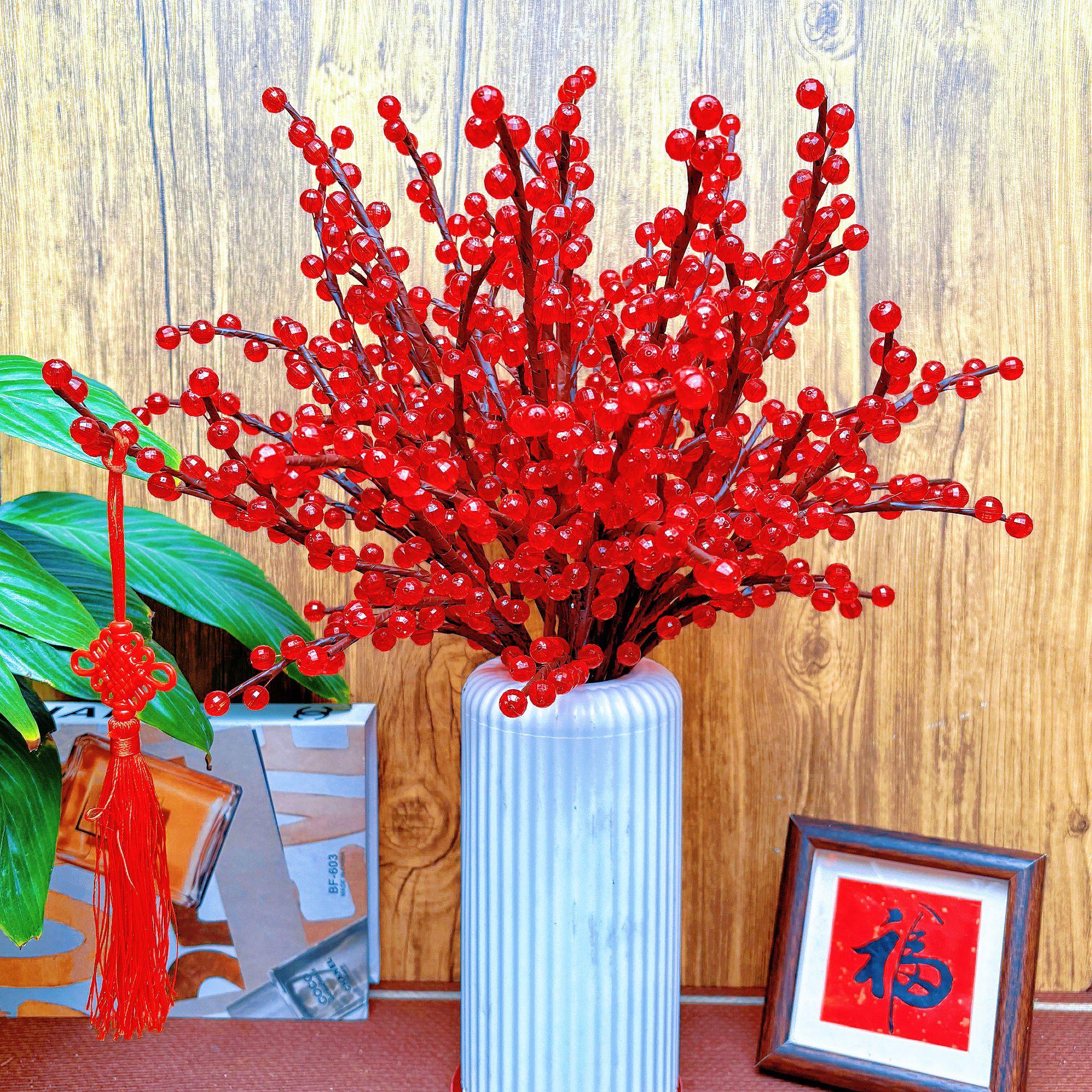 切面珠款【送钳子送花瓶】18大支北美冬青果材料包diy手工花束