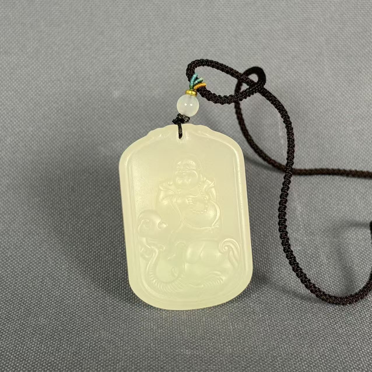 和田玉雕弥勒牌子