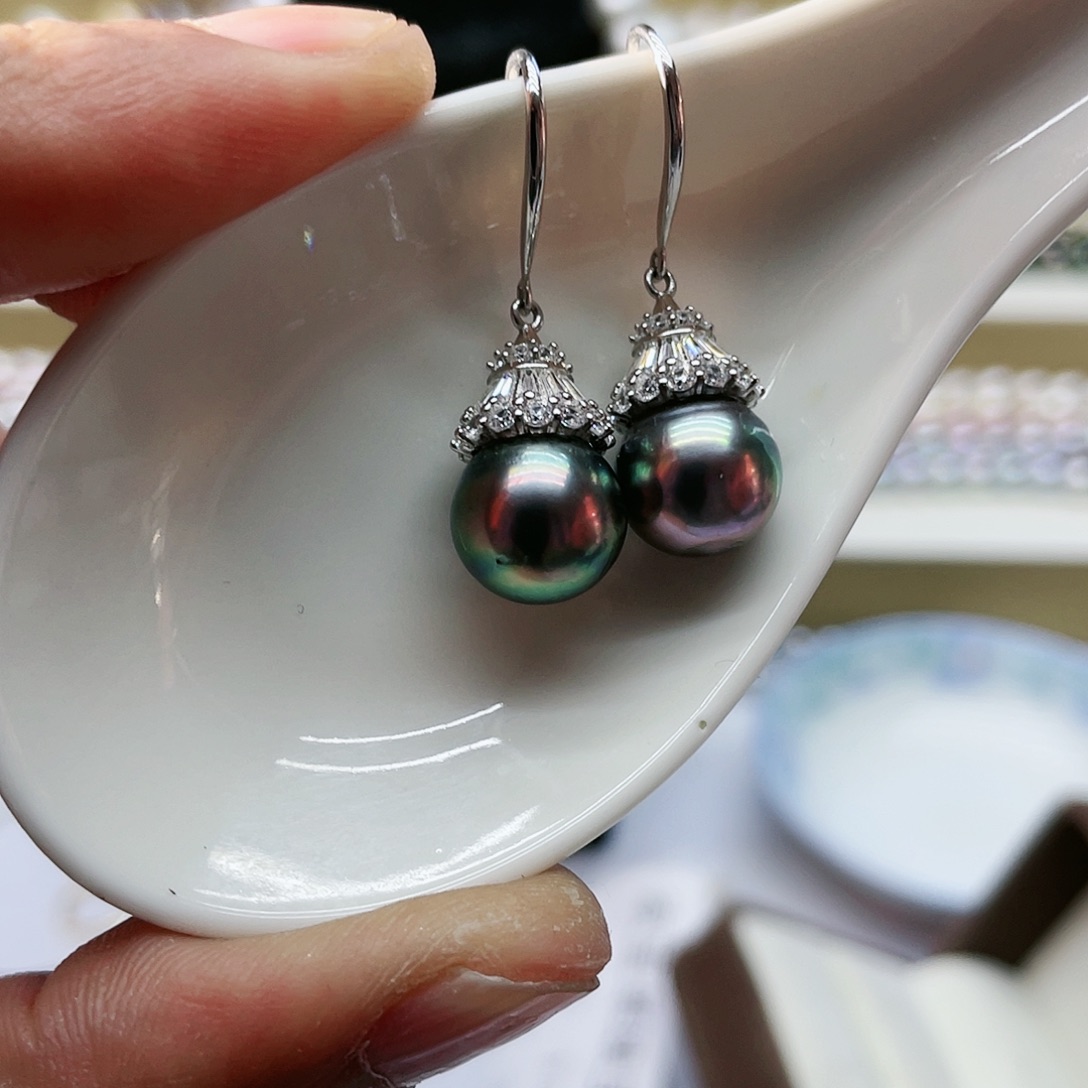 海水珍珠耳饰银S925镶嵌