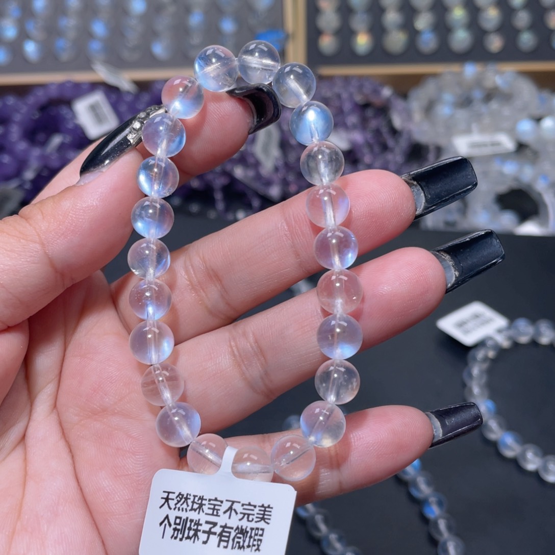 是***啊手链未镶嵌长石蓝月光手链8mm