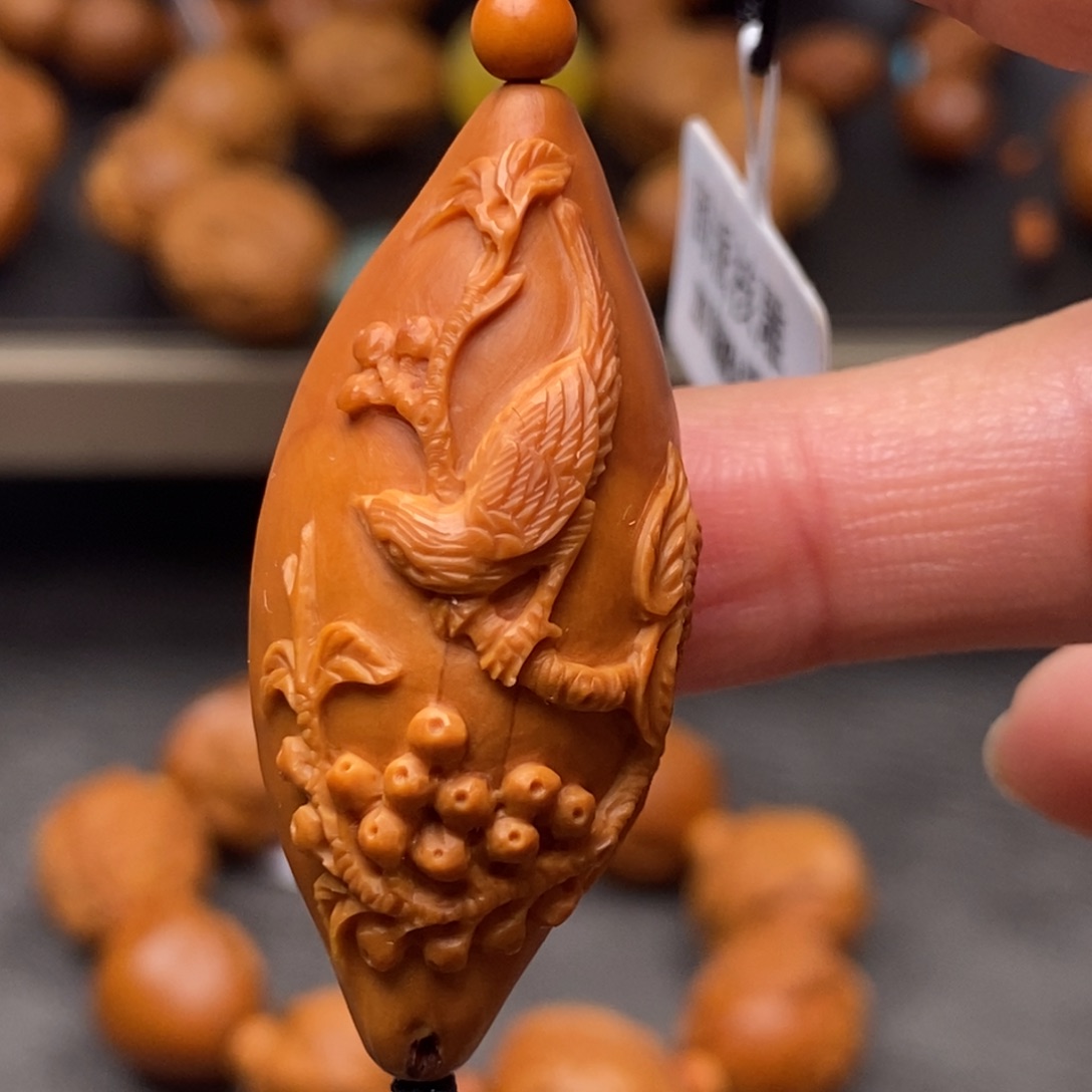 橄榄核手串/手链琵琶山鸟图单子