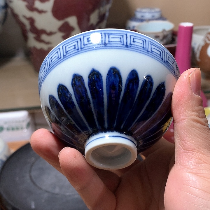 瓷片多*多青花花卉图案瓷杯