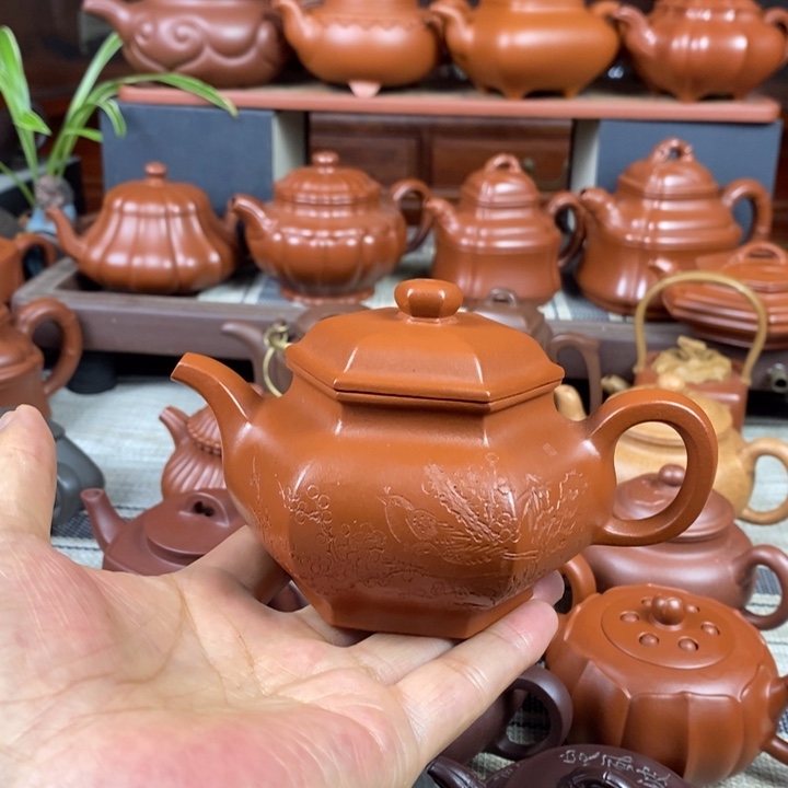 紫砂茶壶六方掇只260cc原矿赵庄朱泥特价