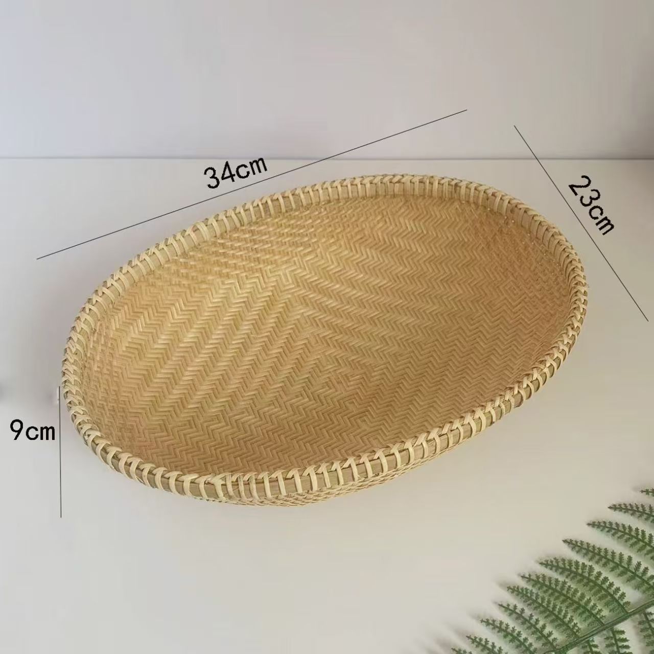 无孔椭圆形大号竹编水果篮手工编织馒头筐客厅上班家用收纳筐篮子