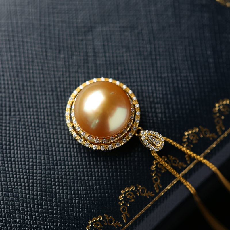 海水南洋金珠吊坠13-14mm项坠送女友礼物经典不含链*多样性发一