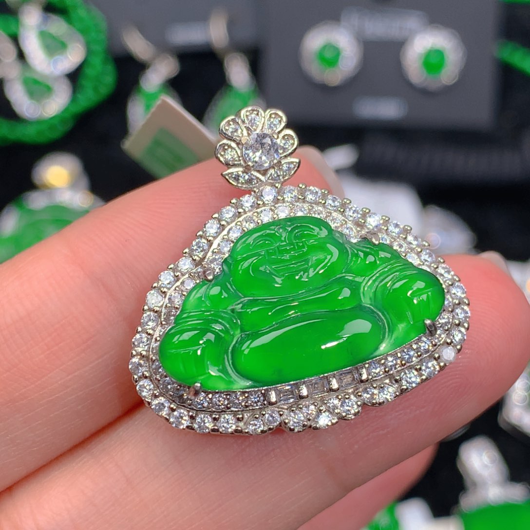 翡翠吊坠(不含链)银S925镶嵌