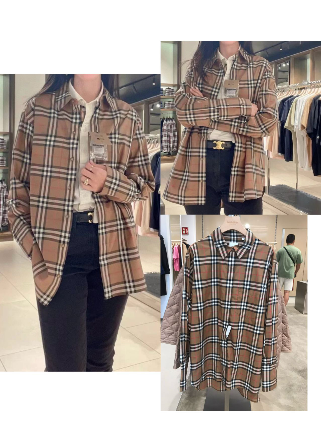 全新未使用 BURBERRY/博柏利 百搭女款经典格纹衬衣