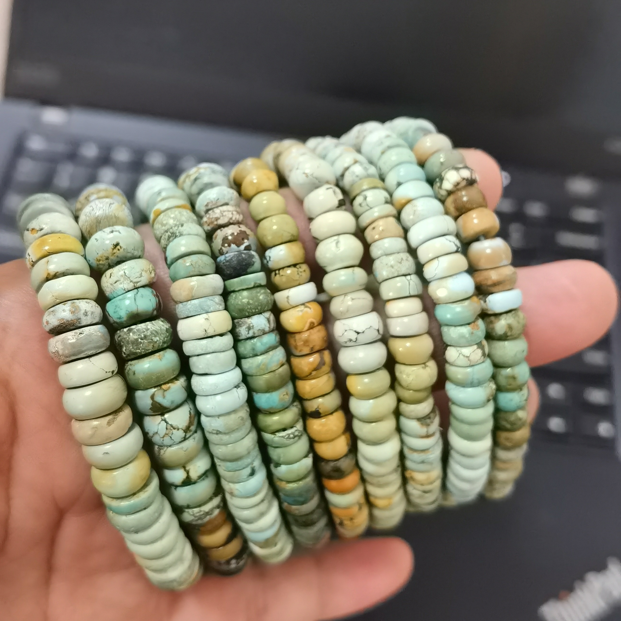 无品牌天然绿松石隔片手串搭配手链玉石DIY手串（多样性发货一条）